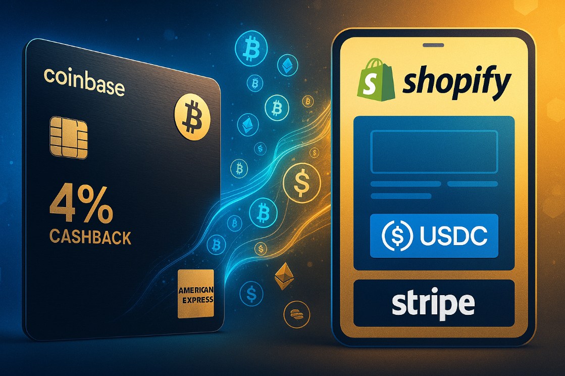 Coinbase and Amex Launch 4% BTC Credit Card, Stripe and USDC Partner with Shopify